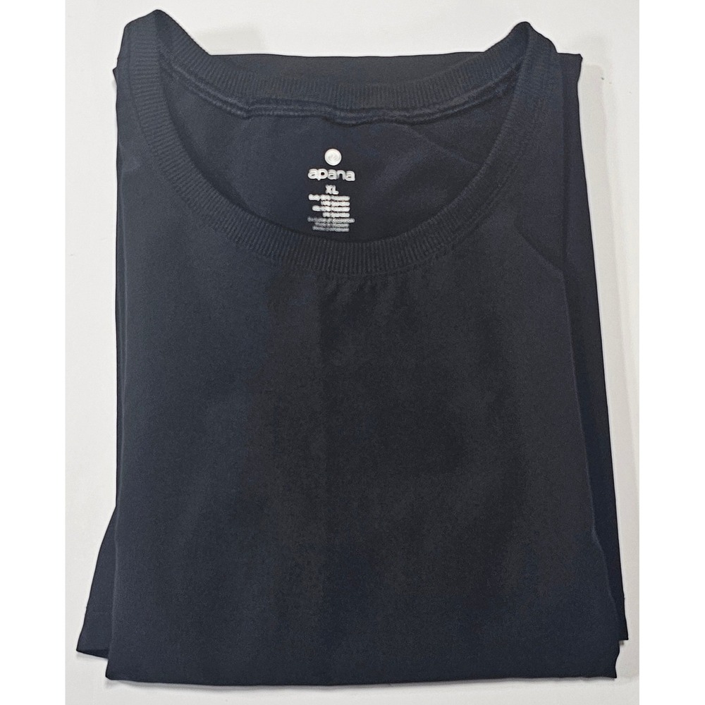 Apana‎ Womens XL Black Activewear Sleeveless Tunic Side Pockets Curved Hem